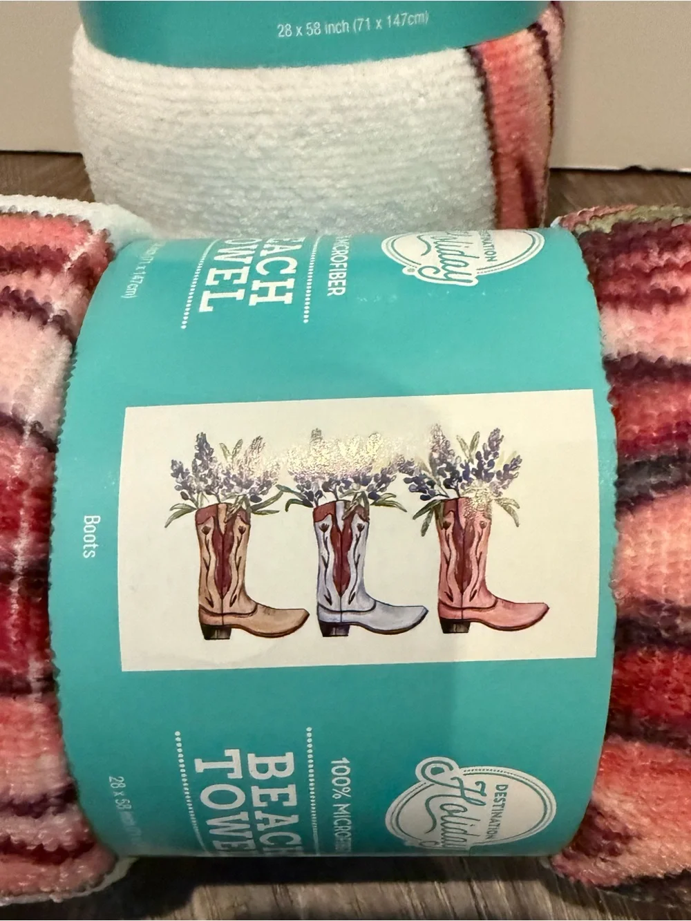 Super Cute HEB Cowboy Boots and Bluebonnets Beach Towel- Set of 2- NWT
